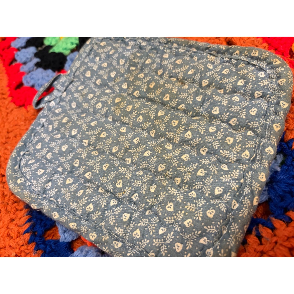 Vintage Country Geese Potholder Blue Tan Quilted Farmhouse Kitchen Trivet - Picture 4 of 5